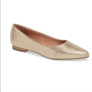 Caslon Luna Cushioned Gold Shimmer Pointed Toe Flats 10